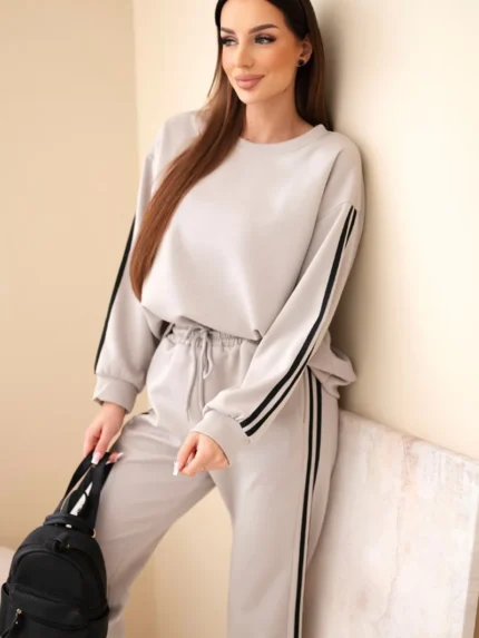 Komplet damski wiskozowy masełko z lampasami fango