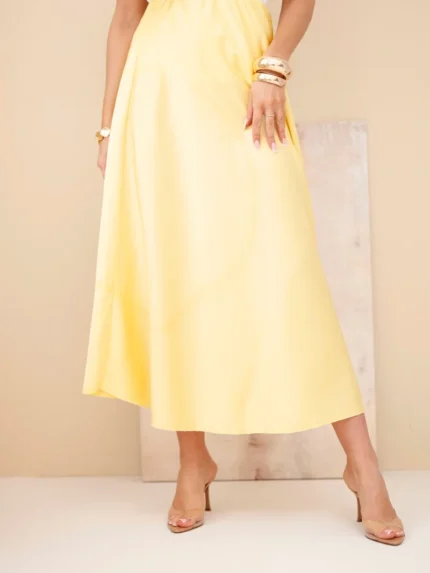 Spódnica damska wiskozowa rozkloszowana żółta