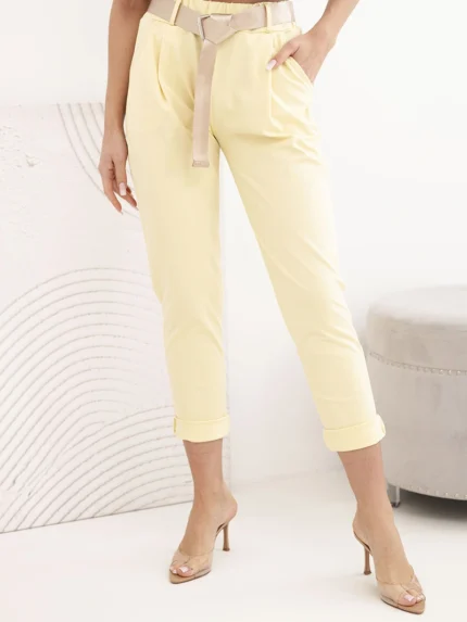 Spodnie Punto z paskiem żółte