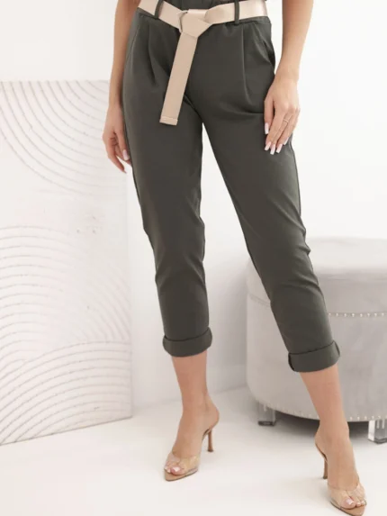 Spodnie Punto z paskiem khaki