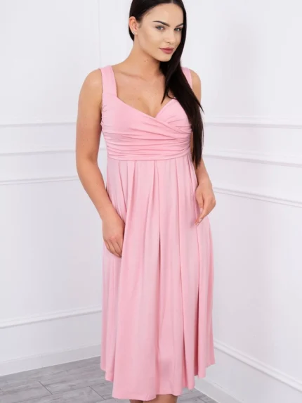 Sukienka z szerokimi ramiączkami pudrowy róż