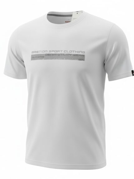 Bawełniana biała koszulka męska marki Bastion