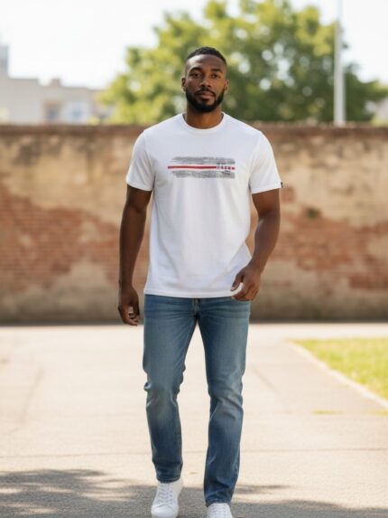 Bawełniana biała koszulka męska Bastion