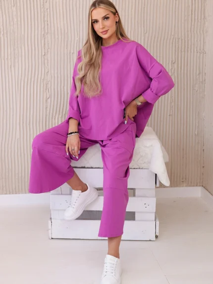 Komplet new punto bluza + spodnie fioletowy
