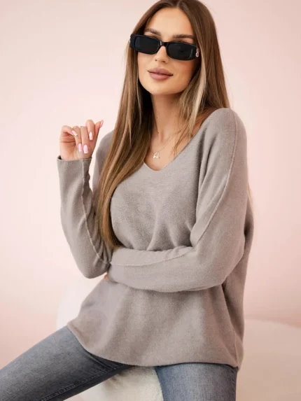 Sweter z dekoltem V fango