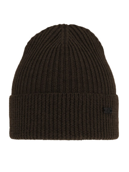 Czapka zimowa męska, brązowa, 100% wełniana merino Owen