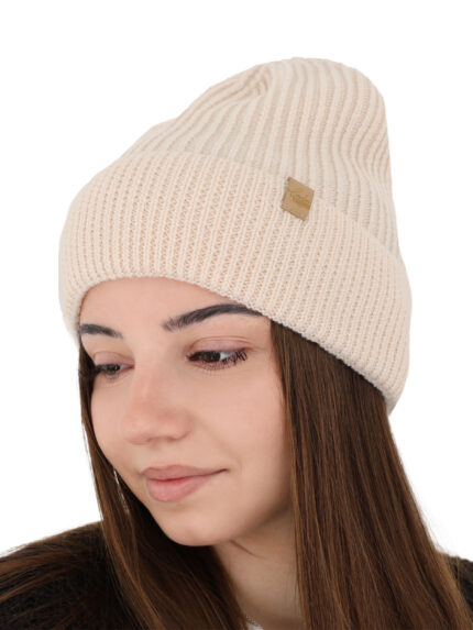 Czapka zimowa damska, różowa, 100% wełniana merino Isla
