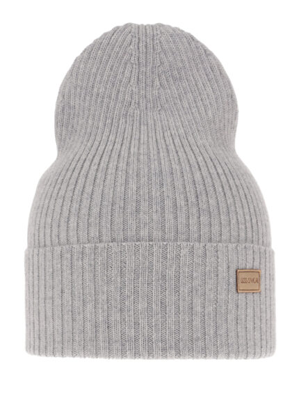 Czapka damska zimowa, wiosenna, szara, 100% wełniana merino, Sophie