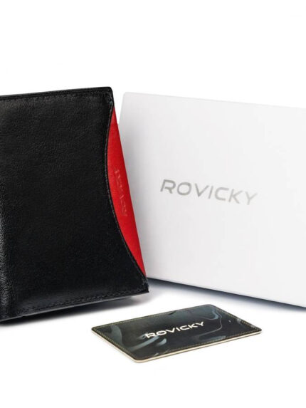 Portfel męski z naturalnej skóry licowej z przegródką na zdjęcie - Rovicky