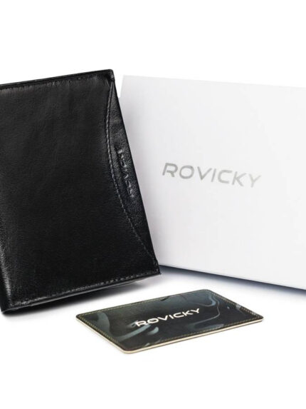 Portfel męski z naturalnej skóry licowej z przegródką na zdjęcie - Rovicky