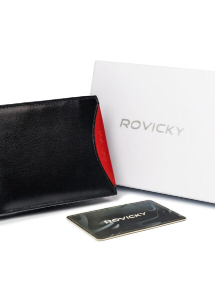 Portfel męski z naturalnej skóry licowej z wyjmowanym etui na karty - Rovicky