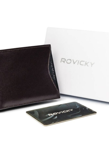 Portfel męski z naturalnej skóry licowej z wyjmowanym etui na karty - Rovicky
