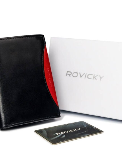 Bogato wyposażony portfel męski z naturalnej skóry licowej RFID - Rovicky