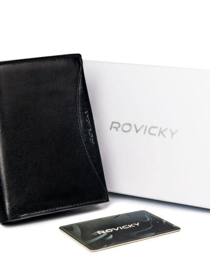 Bogato wyposażony portfel męski z naturalnej skóry licowej RFID - Rovicky