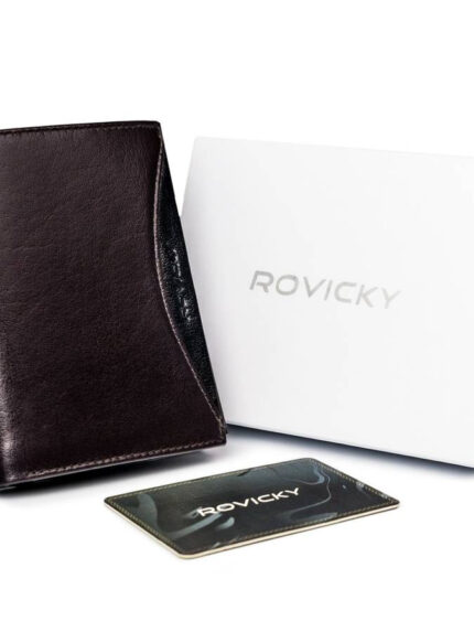 Bogato wyposażony portfel męski z naturalnej skóry licowej RFID - Rovicky