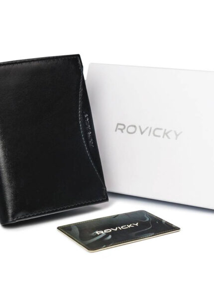 Duży, oryginalny portfel męski z naturalnej skóry licowej, RFID - Rovicky
