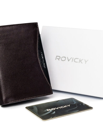 Duży, oryginalny portfel męski z naturalnej skóry licowej, RFID - Rovicky