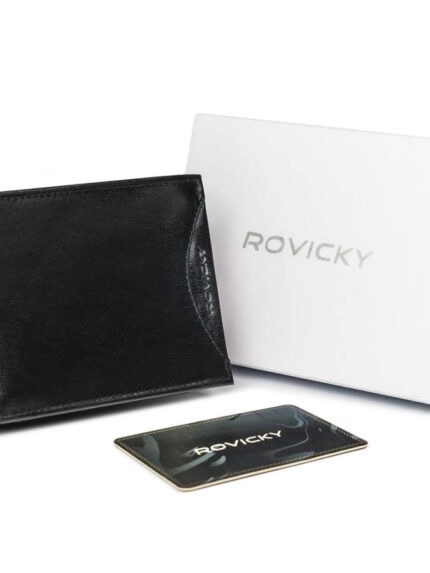 Szeroki, oryginalny portfel męski z naturalnej skóry licowej RFID - Rovicky