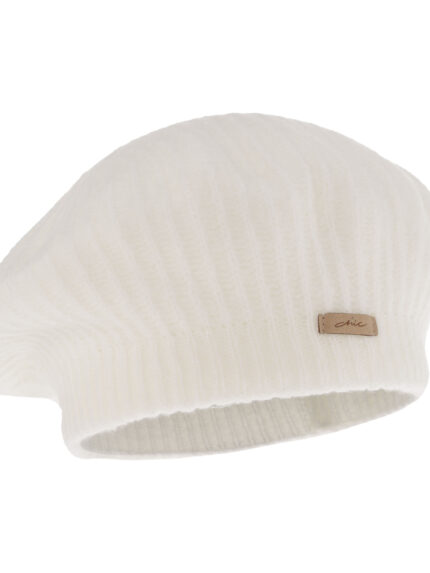 Beret damski zimowy, kremowy, Grace