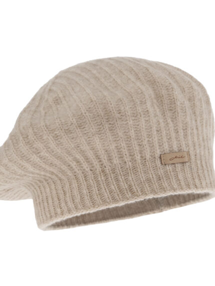 Beret damski zimowy, beżowy, Grace