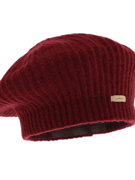 Beret damski zimowy, bordowy, Grace