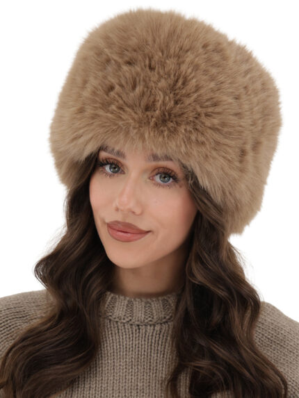 Czapka zimowa damska, podszyta polarem z wełny merino, camel Holly