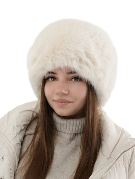 Czapka zimowa damska, podszyta polarem z wełny merino, kremowa Holly