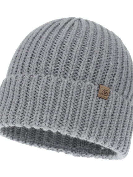 Czapka zimowa męska, jasnoszara, 100% wełniana merino, Berno