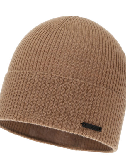 Czapka jesienna, wiosenna męska, camel, 100% wełniana merino, Fleur