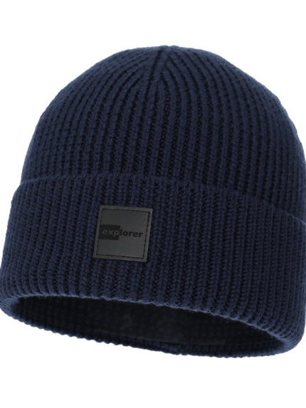 Czapka zimowa męska granatowa 100% wełniana merino Iron