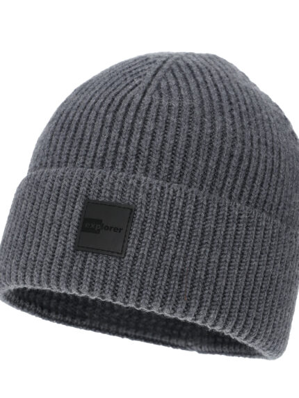 Czapka zimowa męska szara 100% wełniana merino Iron
