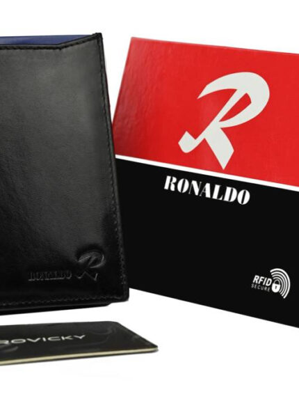 Składany, pionowy portfel męski z połyskującej skóry naturalnej - Ronaldo
