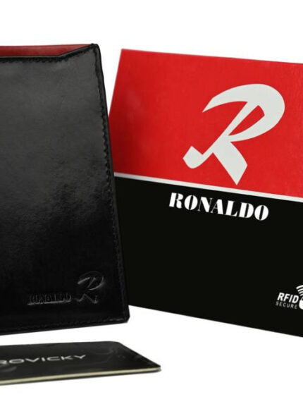 Składany, pionowy portfel męski z połyskującej skóry naturalnej - Ronaldo
