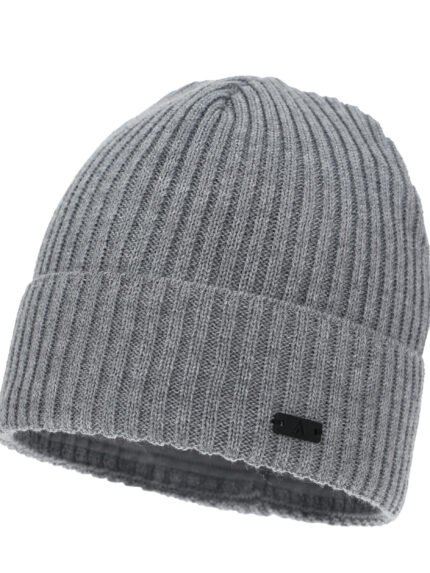 Czapka zimowa męska, jasnoszara, z wełną merino, Jeffrey