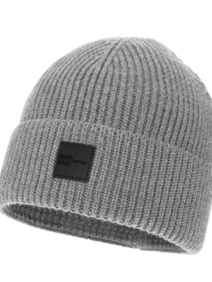 Czapka zimowa męska szara 100% wełniana merino Iron