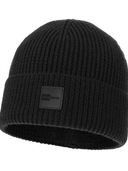 Czapka zimowa męska czarna 100% wełniana merino Iron