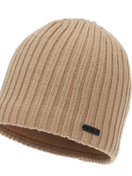 Czapka zimowa męska, camel, z wełną merino Adagio