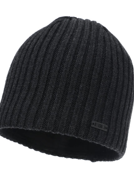 Czapka zimowa męska, ciemnoszara, z wełną merino Adagio