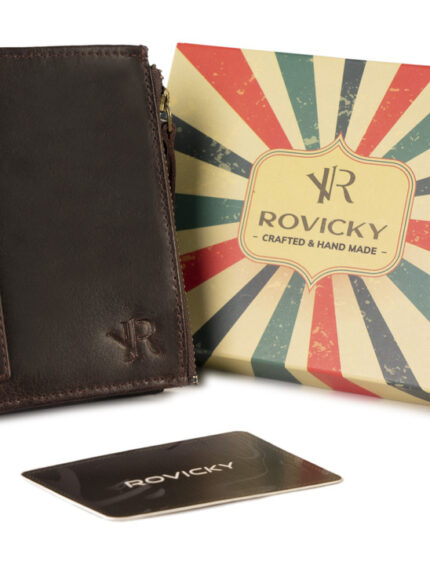 Duży portfel w stylu retro z dwiema kieszeniami na monety - Rovicky