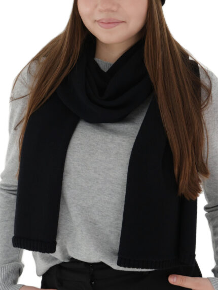 Szalik zimowy damski, czarny, 100% wełniany merino Elonia
