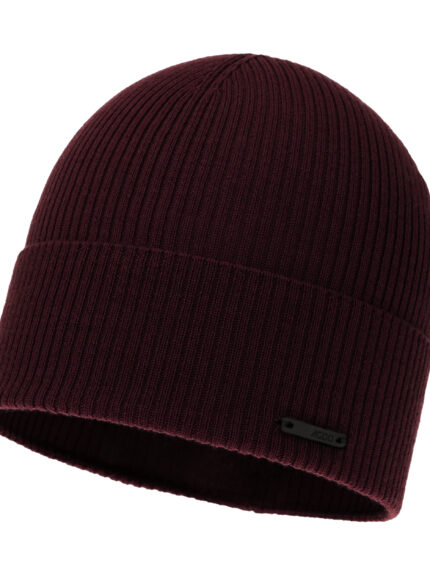 Czapka wiosenna, jesienna męska, bordowa, 100% wełniana merino Fleur