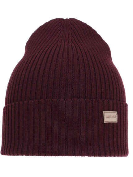 Czapka damska zimowa, wiosenna, burgundowa, 100% wełniana merino Sophie
