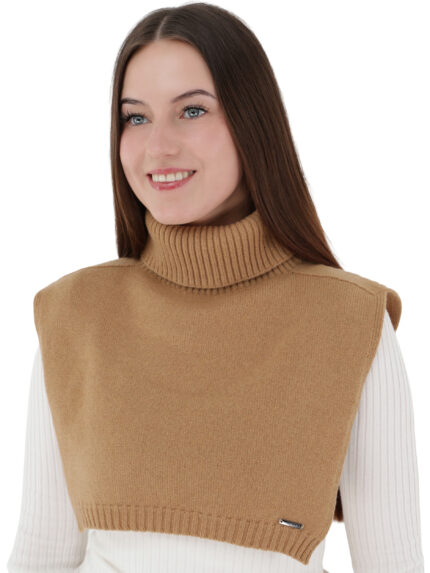Golf jesienny, zimowy damski, camel, wełna merino z kaszmirem, Zella