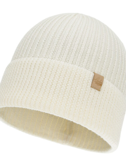 Czapka zimowa damska, kremowa, 100% wełniana merino Isla