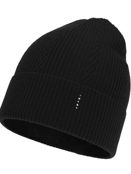 Czapka damska zimowa, jesienna, czarna, 100% wełniana merino, Sogne