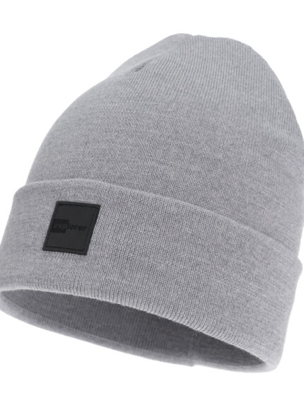 Czapka zimowa męska, dwuwarstwowa, jasnoszara, 100% wełniana merino, Flims