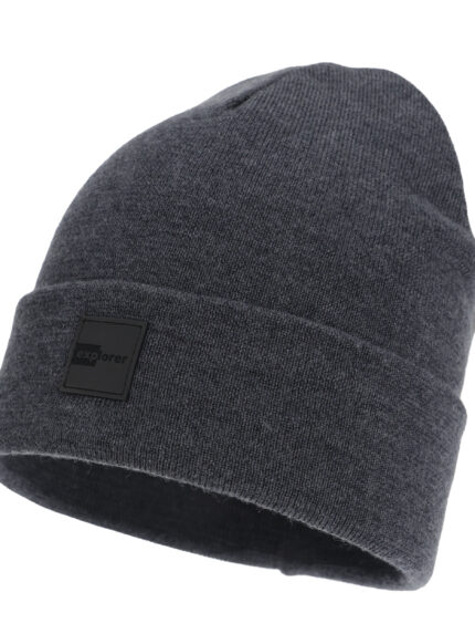Czapka zimowa męska, dwuwarstwowa, szara, 100% wełniana merino, Flims