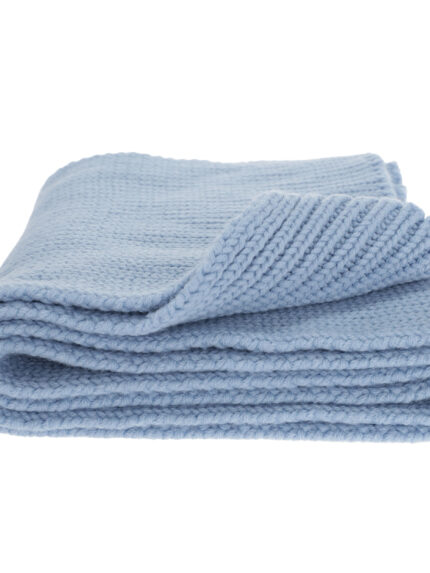 Szalik zimowy damski, błękitny, 100% wełniany merino, Laviro
