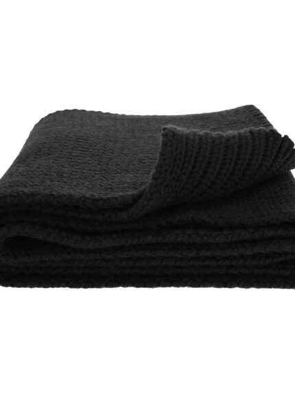 Szalik zimowy damski, czarny, 100% wełniany merino, Laviro