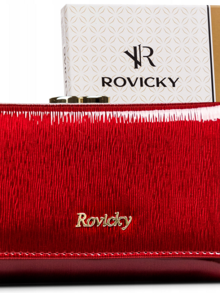 Portfel damski z lakierowanej skóry naturalnej - Rovicky